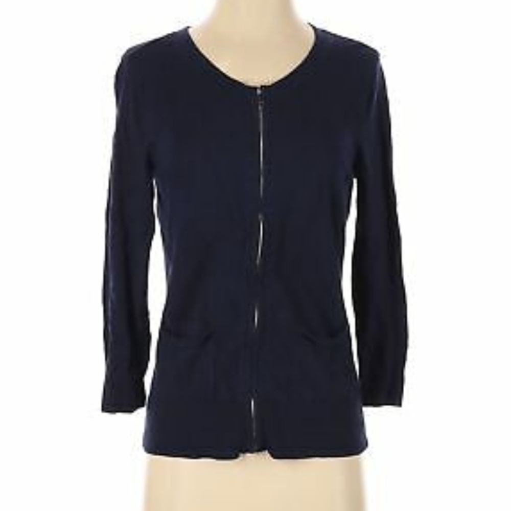 NY&Co Navy Blue Zipper Cardigan